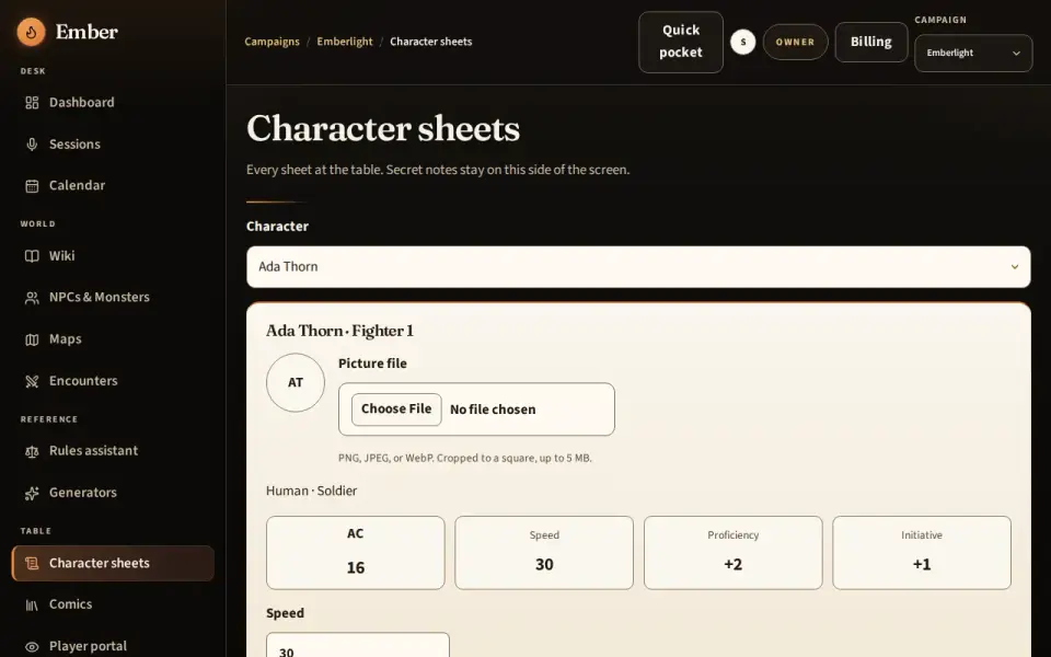 A character sheet open on the level-up step